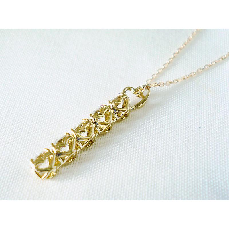 美品☆4℃ K10 YG ライン ネックレス ダイヤモンド5石 【公式通販】