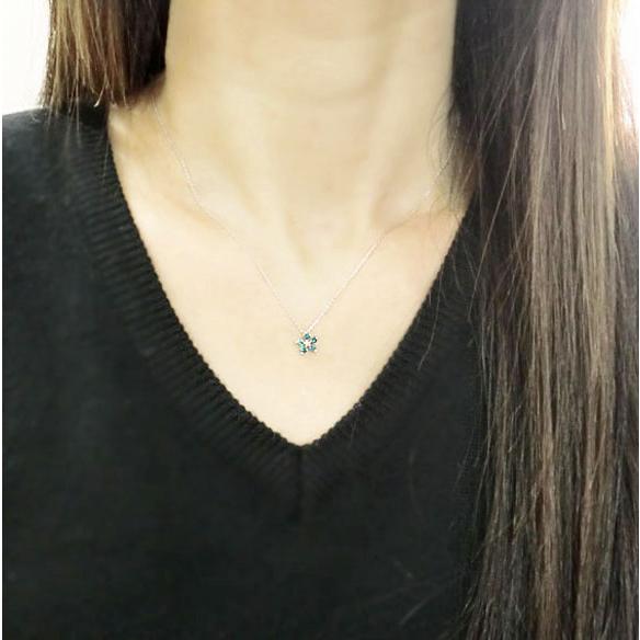 K18YG/PG/WG ダイヤモンド ネックレス ブルーダイヤモンド フラワー 