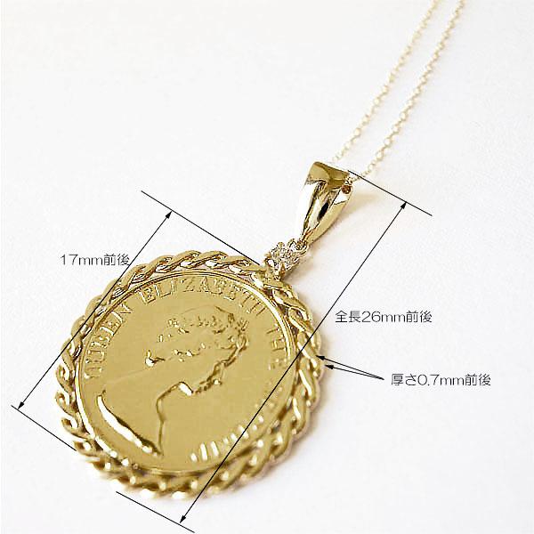コインモチーフ ネックレス k18 コインネックレス コインタイプ 一粒 ダイヤモンド エリザベス ペンダント 18金 ゴールド レディース ジュエリー プレゼントの画像