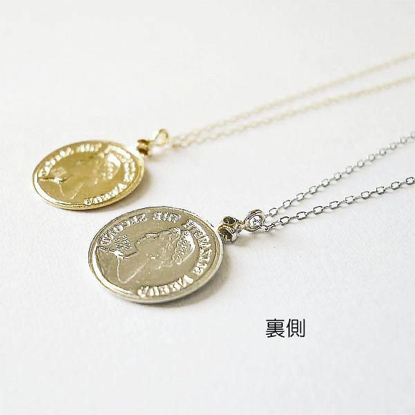 コインネックレス K18 一粒 ダイヤモンド エリザベス ペンダント コインモチーフ コインタイプ 18金 ゴールド 小ぶり 華奢 かわいい カジュアル レディースの画像
