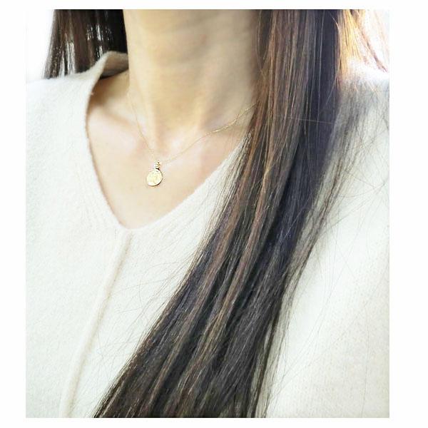 コインネックレス K18 一粒 ダイヤモンド エリザベス ペンダント コインモチーフ コインタイプ 18金 ゴールド 小ぶり 華奢 かわいい カジュアル レディースの画像