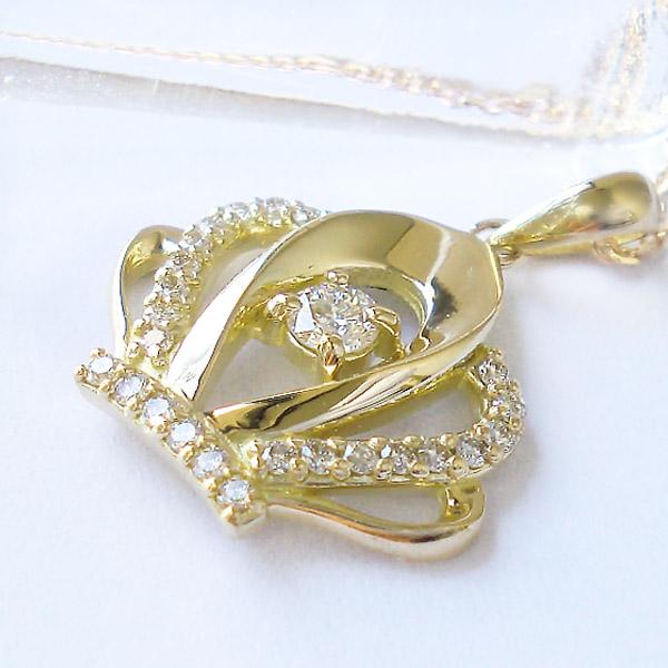 クラウン 王冠 ネックレス ダイヤモンド 0.20ct 誕生石 k10 10金 