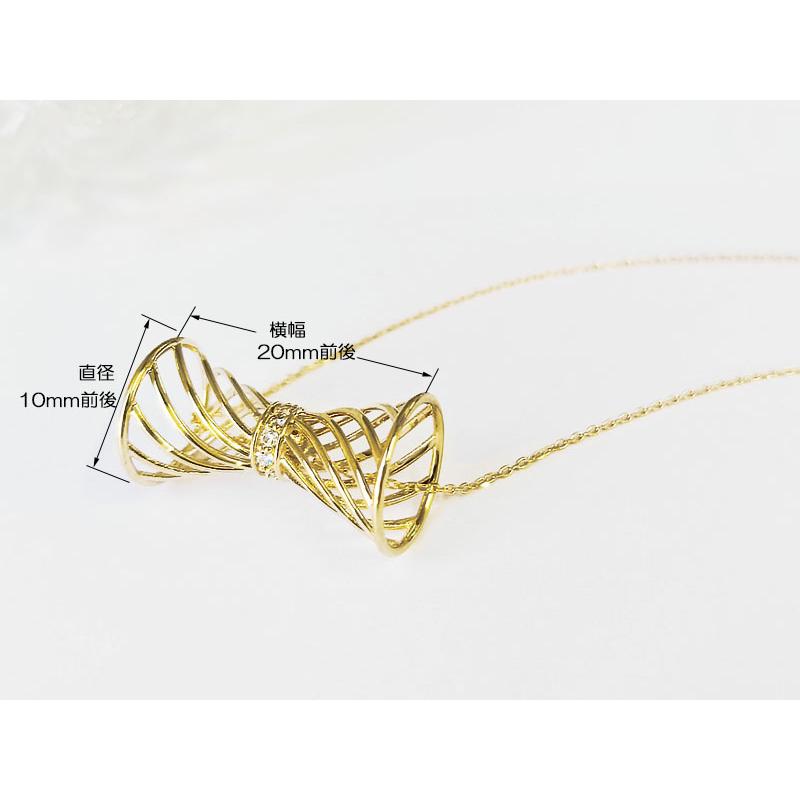 K10 ネックレス ダイヤモンド リボン 透かし 10金 ゴールド YG PG WG かわいい オシャレ プレゼント ギフト 記念日 送料無料_3