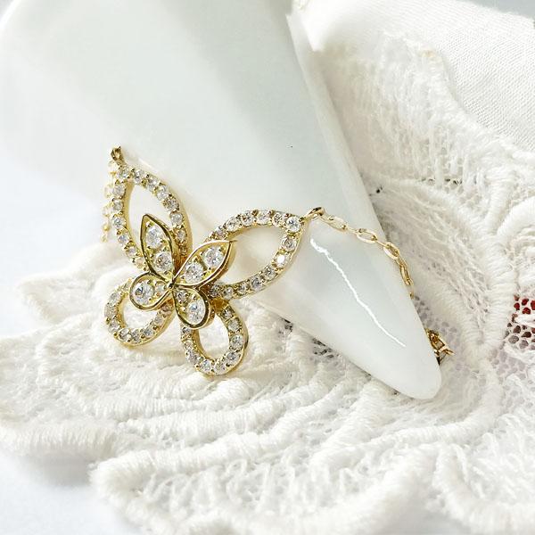K18YG/K18PG/K18WG ネックレス バタフライ 蝶々 ダイヤモンド 0.5ct ペンダント 18金 YG PG WG ダイヤネックレス 蝶々モチーフ レディースの画像