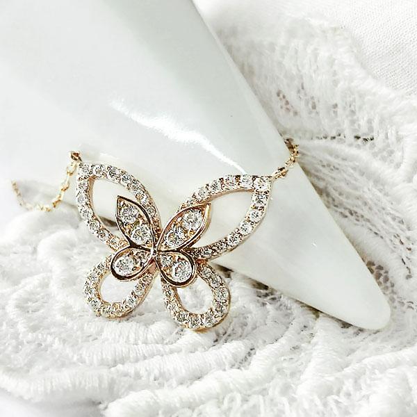 K18YG/K18PG/K18WG ネックレス バタフライ 蝶々 ダイヤモンド 0.5ct ペンダント 18金 YG PG WG ダイヤネックレス 蝶々モチーフ レディースの画像
