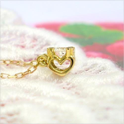 K18 k18 ダイヤモンド 0.10ct 一粒 ソリティア ハート爪 18金 ゴールド