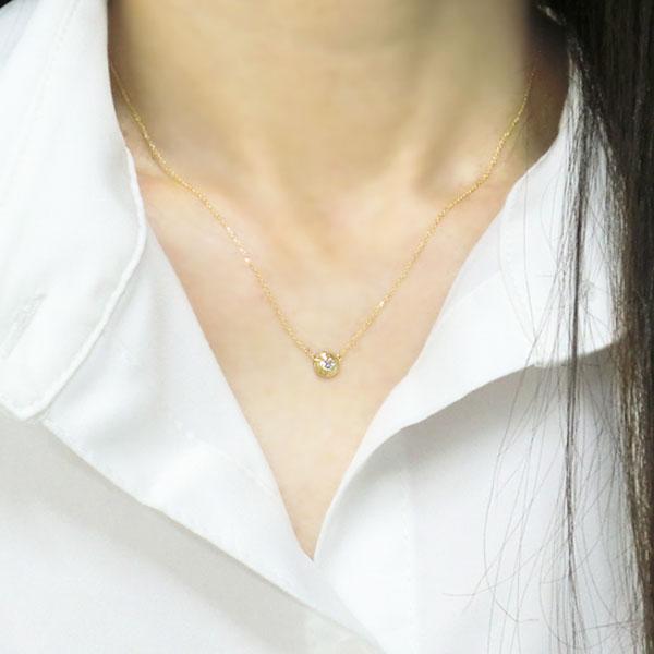 k10 ネックレス ダイヤモンド 0.1ct 一粒 ダイヤ スキンジュエリー 