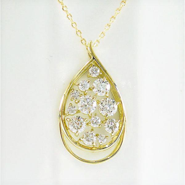 k10 10金 ネックレス ダイヤ ダイヤモンド 0.40ct ツユ 雫 ペンダント