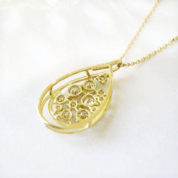 k10 10金 ネックレス ダイヤ ダイヤモンド 0.40ct ツユ 雫 ペンダント