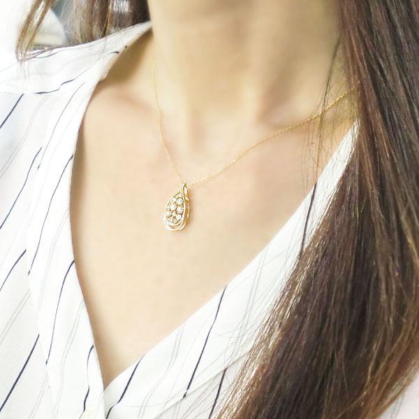k10 10金 ネックレス ダイヤ ダイヤモンド 0.40ct ツユ 雫 ペンダント