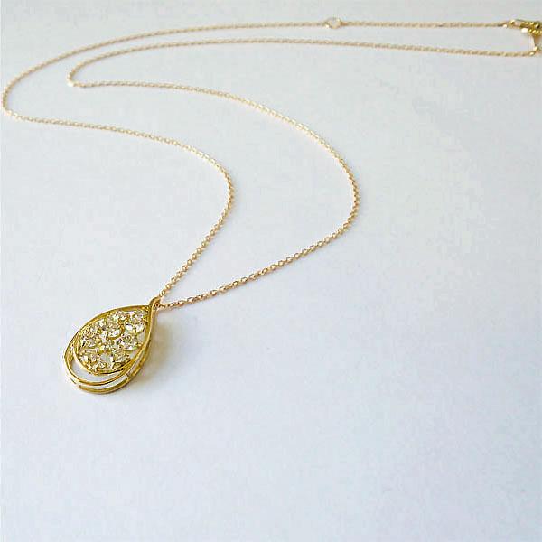 k18 18金 ネックレス ダイヤ ダイヤモンド 0.40ct ツユ 雫 ペンダント