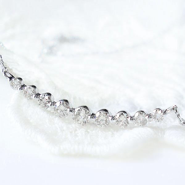 K18YG/PG/WG ラインネックレス ダイヤモンド ネックレス 0.3ct ダイヤ グラデーション 18金 ゴールド ペンダント レディース ジュエリー スキンジュエリー