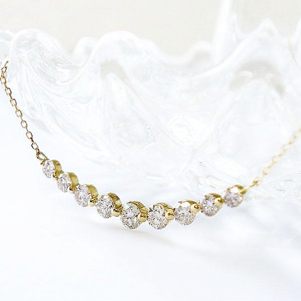 K18YG/PG/WG ラインネックレス ダイヤモンド ネックレス 0.5ct グラデーション 18金 ペンダント 人気 スキンジュエリー おしゃれ プレゼント 記念日 レディースの画像