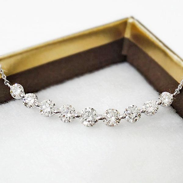 K18YG/PG/WG 1.0ct ラインネックレス ダイヤモンド ネックレス グラデーション 18金 ゴールド ペンダント 人気 スキンジュエリー おしゃれ 上品 プレゼントの画像