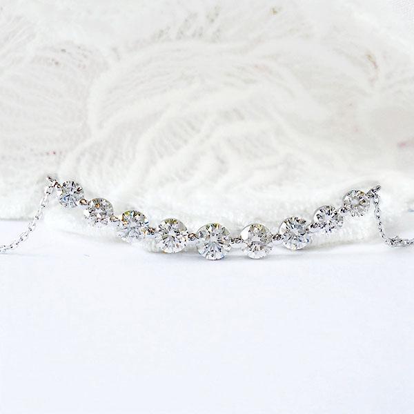 K18YG/PG/WG 1.0ct ラインネックレス ダイヤモンド ネックレス グラデーション 18金 ゴールド ペンダント 人気 スキンジュエリー おしゃれ 上品 プレゼントの画像