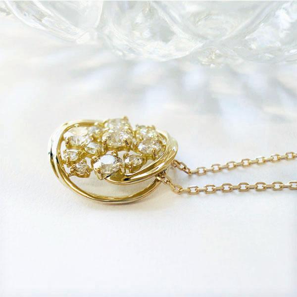 k10 10金 ネックレス ダイヤ ダイヤモンド 0.40ct ラウンド ペンダント