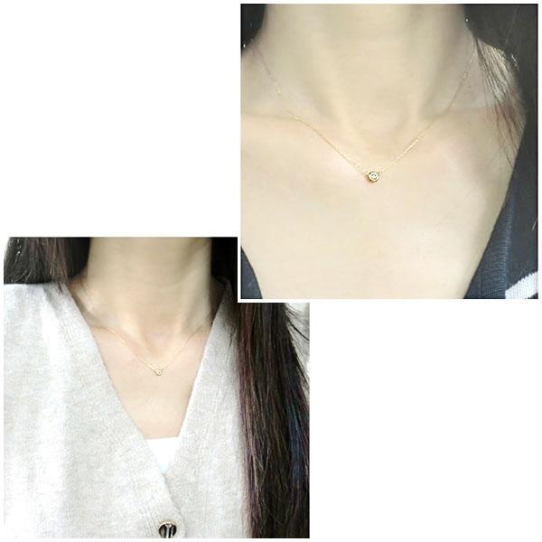 K18 YG/PG/WG 一粒 ダイヤモンド ネックレス 【0.07ct】 ダイヤネックレス 一粒ダイヤ 18金 シンプル 清楚 記念日 プレゼント ギフト 【送料無料】の画像