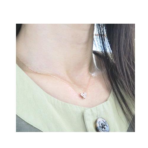 ダイヤモンド ネックレス 0.20ct フラワー ハート k18 2WAY