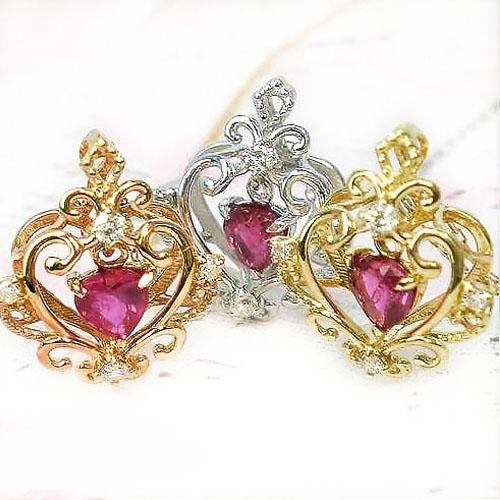 18金WGルビー，ダイヤネックレス