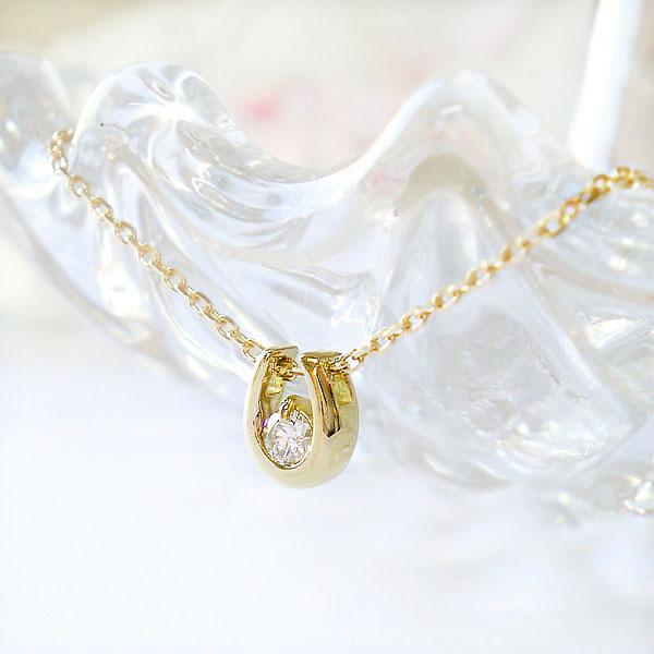 k18 ネックレス ダイヤモンド 0.03ct 一粒 馬蹄 ホースシュー k18 ネックレス ダイヤモンド 0.03ct 一粒 馬蹄 ホースシュー