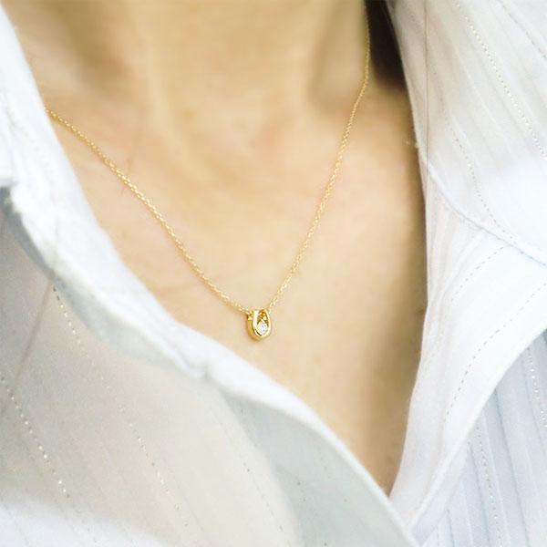 k18 ネックレス ダイヤモンド 0.03ct 一粒 馬蹄 ホースシュー k18 ネックレス ダイヤモンド 0.03ct 一粒 馬蹄 ホースシュー