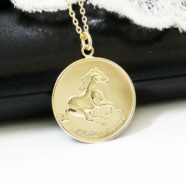 コインモチーフ ネックレス k18horse ホース 馬 ペンダント 18金 コインモチーフ ネックレス k18horse ホース 馬 ペンダント 18金