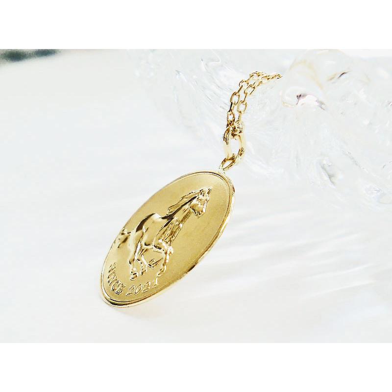 コインモチーフ ネックレス k18horse ホース 馬 ペンダント 18金