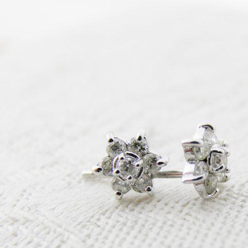 K18 0.20ct フラワー ダイヤモンド ピアス 花 18金 片耳 【公式通販】