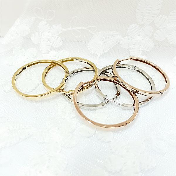 PT900 フープピアス 地金 30mm バネ式 プラチナ キャッチレス 中折れ式シンプル 清楚 おしゃれ カジュアル 人気 プレゼント レディース ジュエリーの画像