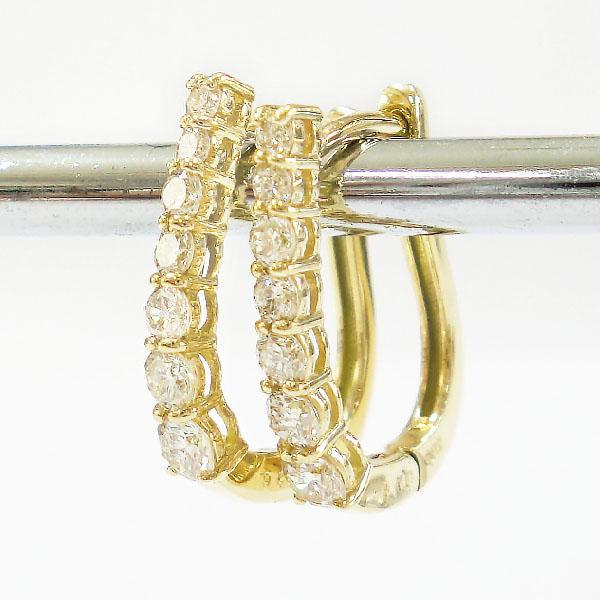 K18 ダイヤモンド 0.5ct フープ ピアス エタニティ 中折れピアス ダイヤ グラデーション 18金 YG PG WG レディース ジュエリー アクセの画像