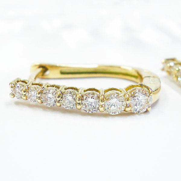 K18 ダイヤモンド 0.5ct フープ ピアス エタニティ 中折れピアス