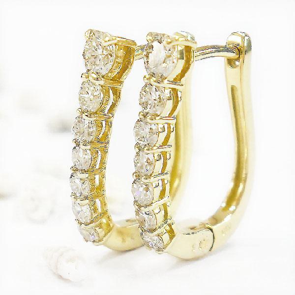 K18 ダイヤモンド 0.5ct フープ ピアス エタニティ 中折れピアス 天然 