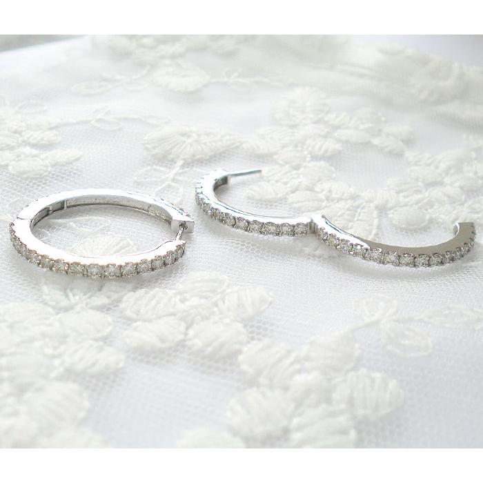 Pt900 フープ ピアス 中折れピアス ダイヤモンド 2.00ct バネピアス 
