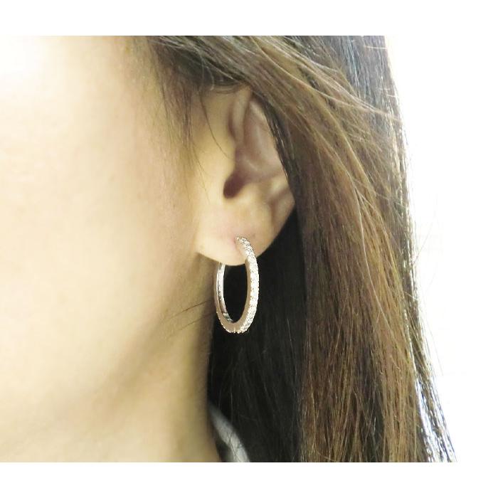 Pt900 フープ ピアス 中折れピアス ダイヤモンド 2.00ct バネピアス 