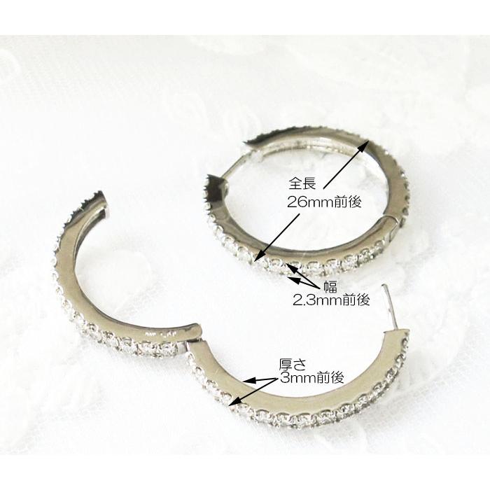 Pt900 フープ ピアス 中折れピアス ダイヤモンド 2.00ct バネピアス 