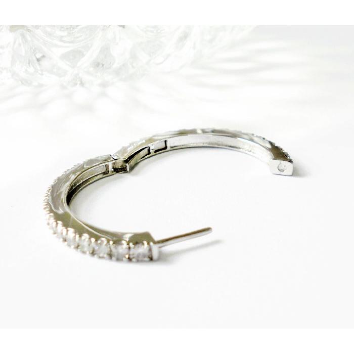 Pt900 フープ ピアス 中折れピアス ダイヤモンド 2.00ct バネピアス 