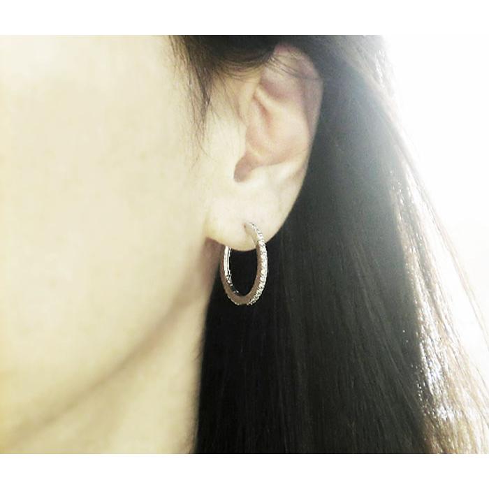 Pt900 フープ ピアス 中折れピアス ダイヤモンド 1.00ct バネピアス 