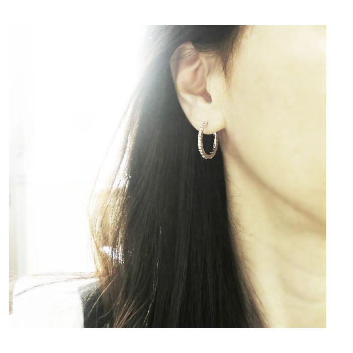 Pt900 フープ ピアス 中折れピアス ダイヤモンド 1.00ct バネピアス 