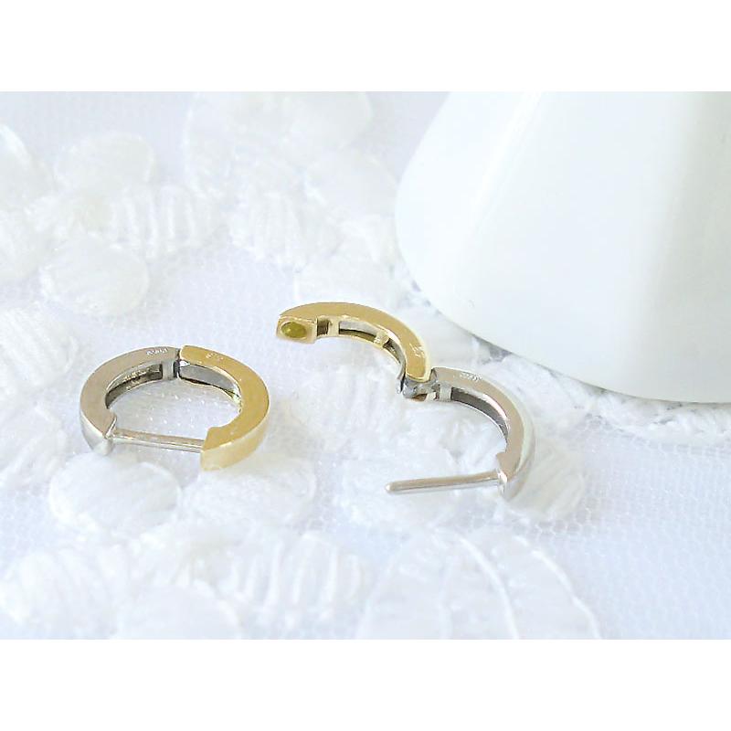 中折れ フープピアス K18/PT コンビネーション ピアス 2way リバーシブル 地金 18金 プラチナ 中折れピアス コンビ レディース ジュエリー プレゼント 記念日の画像