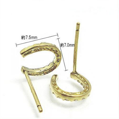 k18 馬蹄 ダイヤモンド ピアス K18 0.12ct 18金 ゴールド アミュレット