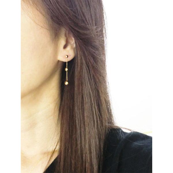 k18 丸玉 ピアス ボールピアス ロングピアス 18金 ゴールド
