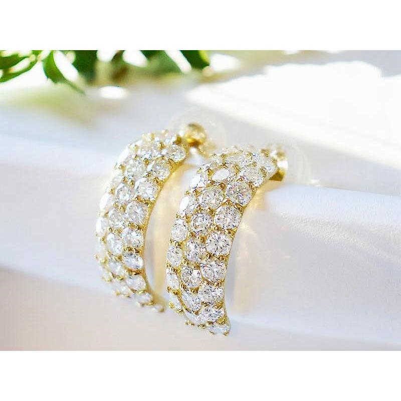 K18/Pt950 ダイヤモンド 1.0ct ピアス パヴェ ハニカム 18金 ゴールド プラチナ ダイヤ パヴェピアス ダイヤピアス 1カラット 0.5ct/0.5ct 誕生石 おしゃれ清楚の画像