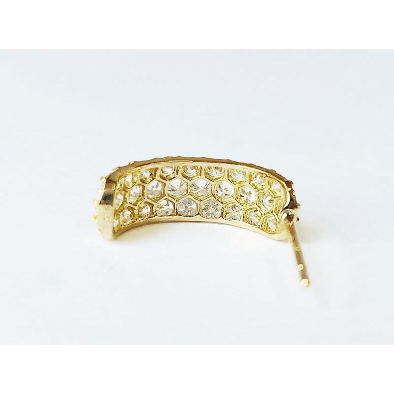 K18/Pt950 ダイヤモンド 1.0ct ピアス パヴェ ハニカム 18金 ゴールド プラチナ ダイヤ パヴェピアス ダイヤピアス 1カラット 0.5ct/0.5ct 誕生石 おしゃれ清楚の画像