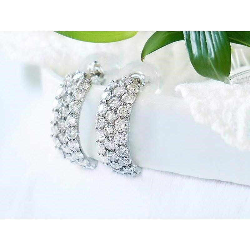 K18/Pt950 ダイヤモンド 1.0ct ピアス パヴェ ハニカム 18金 ゴールド プラチナ ダイヤ パヴェピアス ダイヤピアス 1カラット 0.5ct/0.5ct 誕生石 おしゃれ清楚の画像