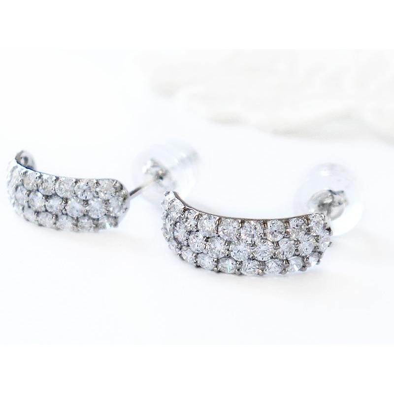 K18/Pt950 ダイヤモンド 1.0ct ピアス パヴェ ハニカム 18金 ゴールド プラチナ ダイヤ パヴェピアス ダイヤピアス 1カラット 0.5ct/0.5ct 誕生石 おしゃれ清楚の画像
