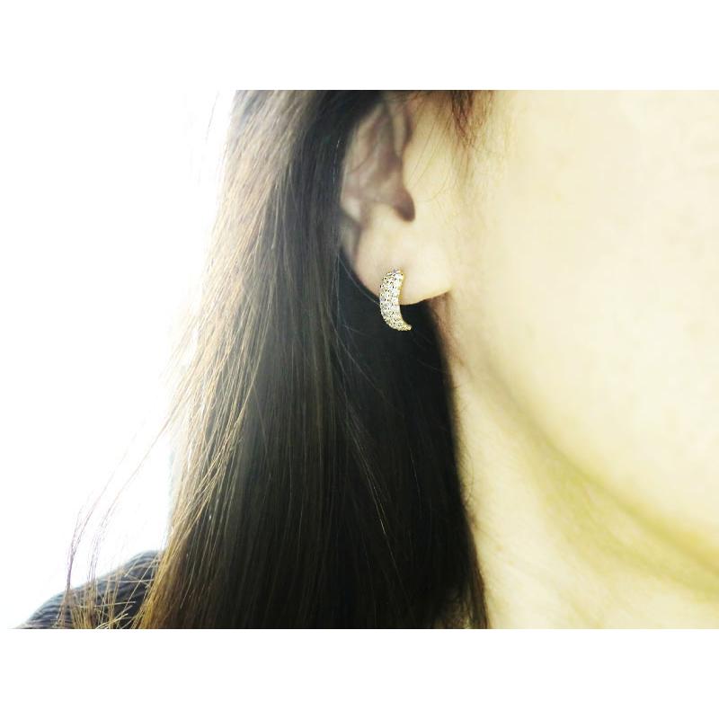 K18/Pt950 ダイヤモンド 1.0ct ピアス パヴェ ハニカム 18金 ゴールド プラチナ ダイヤ パヴェピアス ダイヤピアス 1カラット 0.5ct/0.5ct 誕生石 おしゃれ清楚の画像