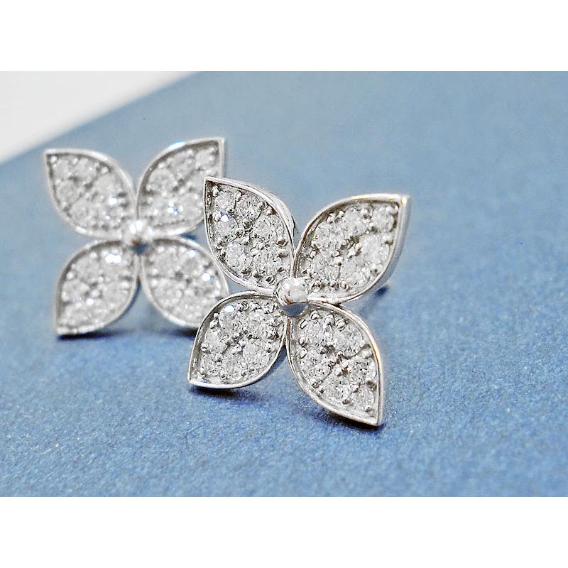 Pt900 ピアス ダイヤモンド 0.4ct フラワー パヴェ プラチナ PT 花 