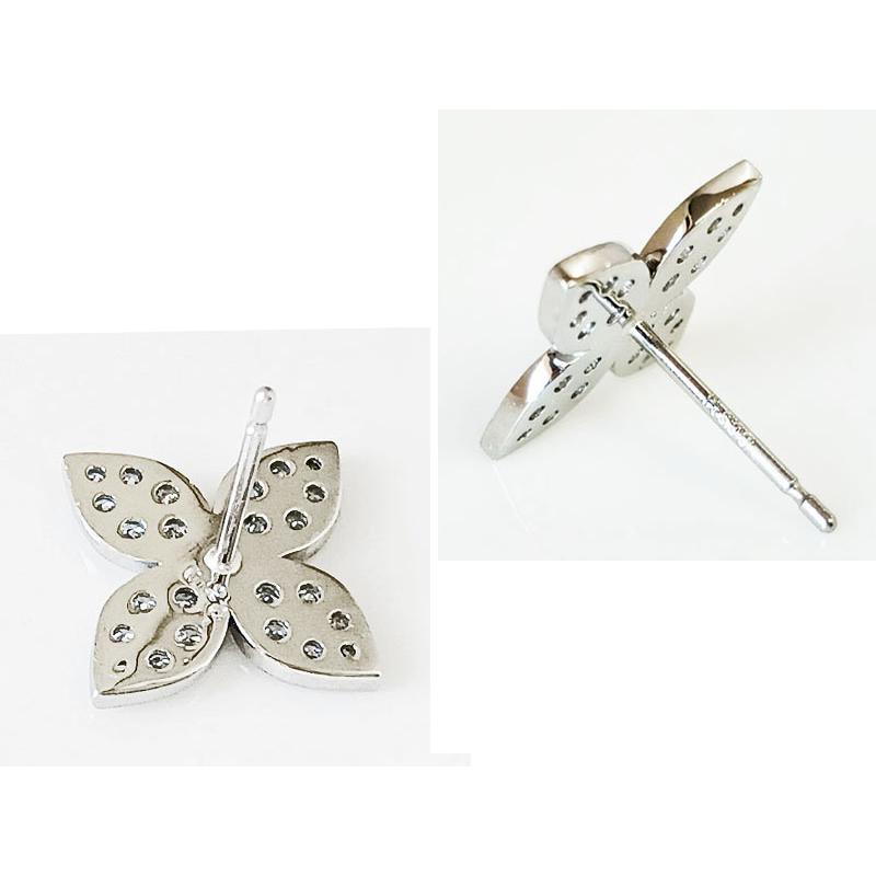 Pt900 ピアス ダイヤモンド 0.4ct フラワー パヴェ プラチナ PT 花