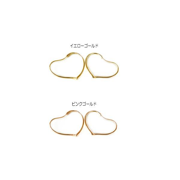 フープピアス ハート K18 フープ ピアス k18 オープンハート 揺れるピアス レデイース アクセ ジュエリー 18金 ゴールド ピンクゴールド  送料無料の画像