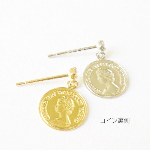 コイン ピアス k18 K18 コインモチーフ 一粒 ダイヤモンド エリザベス 